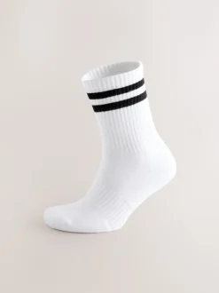 Next Blanc avec Noir Rayé - Lot de 4 chaussettes de sport Hot