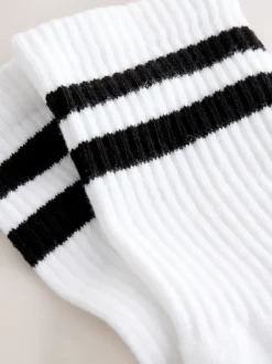 Next Blanc avec Noir Rayé - Lot de 4 chaussettes de sport Hot