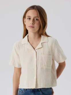 Name It Blanc chromé - Chemises à cordon de serrage aspect lin 100% coton Online