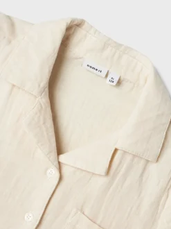 Name It Blanc chromé - Chemises à cordon de serrage aspect lin 100% coton Online