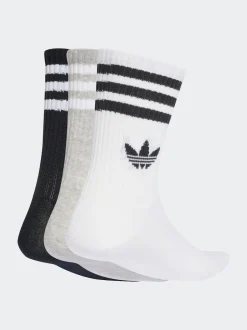 adidas originals - Col rond - 3-Rayures Chaussettes Col rond 3 paires Blanc chromé