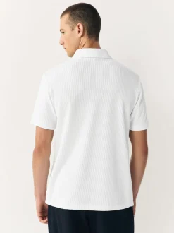 Next Blanc écru - Polo texturé élégant à col zippé Outlet