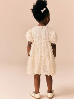 Next Blanc écru - Robe manches courtes  3D Flowers Robe (3mois -8ans) Sale
