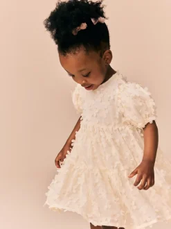 Next Blanc écru - Robe manches courtes  3D Flowers Robe (3mois -8ans) Sale