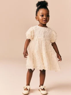 Next Blanc écru - Robe manches courtes  3D Flowers Robe (3mois -8ans) Sale