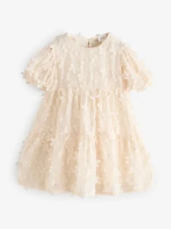 Next Blanc écru - Robe manches courtes  3D Flowers Robe (3mois -8ans) Sale