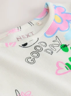 Next - T-shirt à manches longues en côtes (3mths-7yrs) Blanc écru Discount