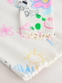 Next - T-shirt à manches longues en côtes (3mths-7yrs) Blanc écru Discount