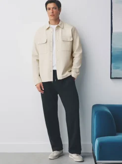 Next - Veste-chemise en jersey sergé à boutons-pression Blanc écru Sale