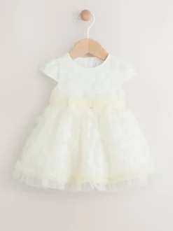 Next Blanc 3D fleurs - Robe d'occasion pour bébé (0mths-2yrs) Online