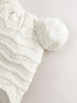 Next Blanc en maille - Chapeau de trappeur à double pompon en pointelle pour bébé (0mois2ans) Online