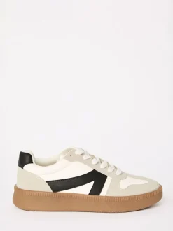 Friends Like These - Baskets de sport à lacets rétro à semelle en gomme Blanc noir Clearance