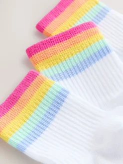 Little Bird by Jools Oliver Blanc pastel Rayures arc-en-ciel - Lot de 3 paires de chaussettes Discount