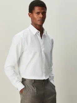 Next - Chemise élégante en coton riche texturée Blanc texturé