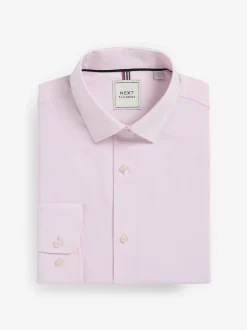 Next Blanc/Bleu - Lot de 3 chemises élégantes Coupesoles Easy Care texturées à poignets simples Outlet