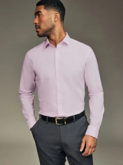 Next Blanc/Bleu - Lot de 3 chemises élégantes Coupesoles Easy Care texturées à poignets simples Outlet