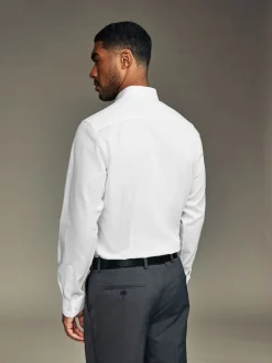 Next Blanc/Bleu - Lot de 3 chemises élégantes Coupesoles Easy Care texturées à poignets simples Outlet