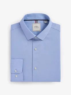 Next Blanc/Bleu - Lot de 3 chemises élégantes Coupesoles Easy Care texturées à poignets simples Outlet