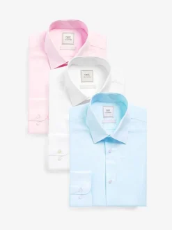 Next Blanc/bleu clair/rose clair - Lot de 3 chemises Oxford élégantes à manchette simple facile d’entretien Online