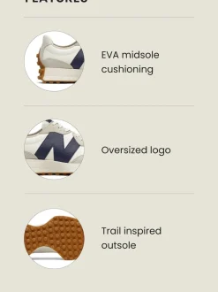 New Balance - 327 Trainers Blanc/bleu marine Outlet