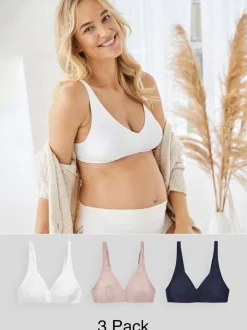 Next Blanc/bleu marine/rose - Lot de 3 soutiens-gorge en mélange de coton Ultimate Comfort Non rembourré sans armature Online