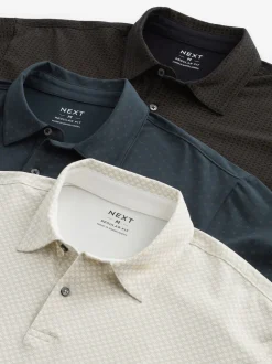 Next - Polo en jersey Manches courtes 3 Pack Blanc/Marine/Noir ou Geos Sale