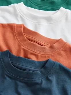 Next - Lot de 4 t-shirts à manches courtes (3-16 ans) Blanc/Marine/Vert/Orange