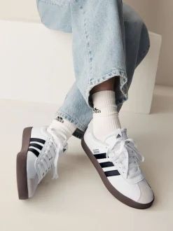 adidas Blanc/Noir - Vl Cour 3.0 Baskets enfant en daim à lacets Hot