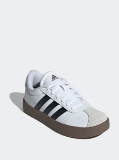 adidas Blanc/Noir - Vl Cour 3.0 Baskets enfant en daim à lacets Hot