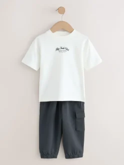 Next Blanc/Noir - Ensemble T-shirt et pantalon de sport Manches courtes (3mths-7yrs) Online