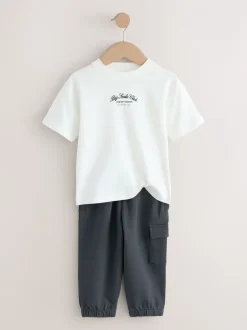 Next Blanc/Noir - Ensemble T-shirt et pantalon de sport Manches courtes (3mths-7yrs) Online