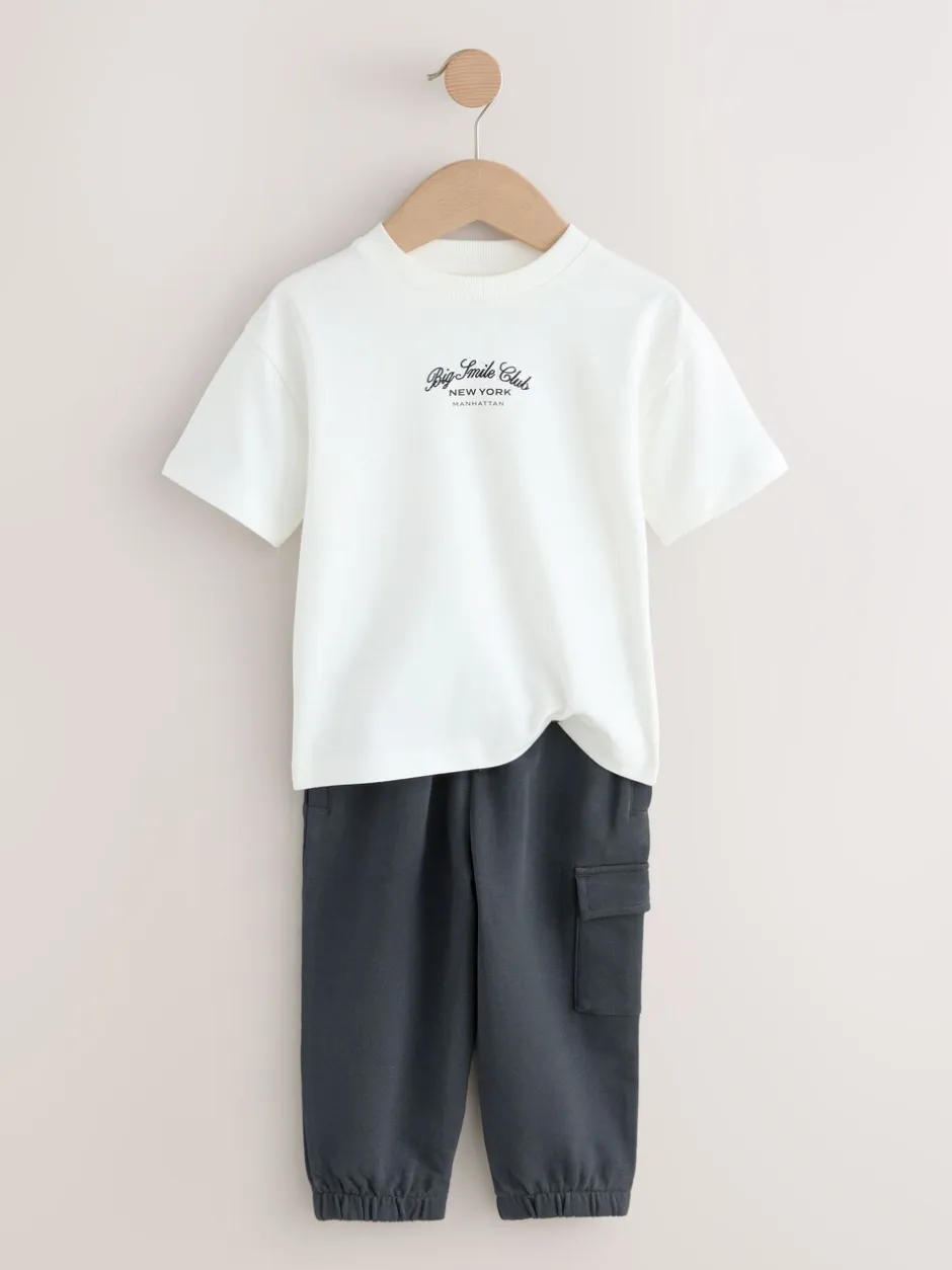 Next Blanc/Noir - Ensemble T-shirt et pantalon de sport Manches courtes (3mths-7yrs) Online