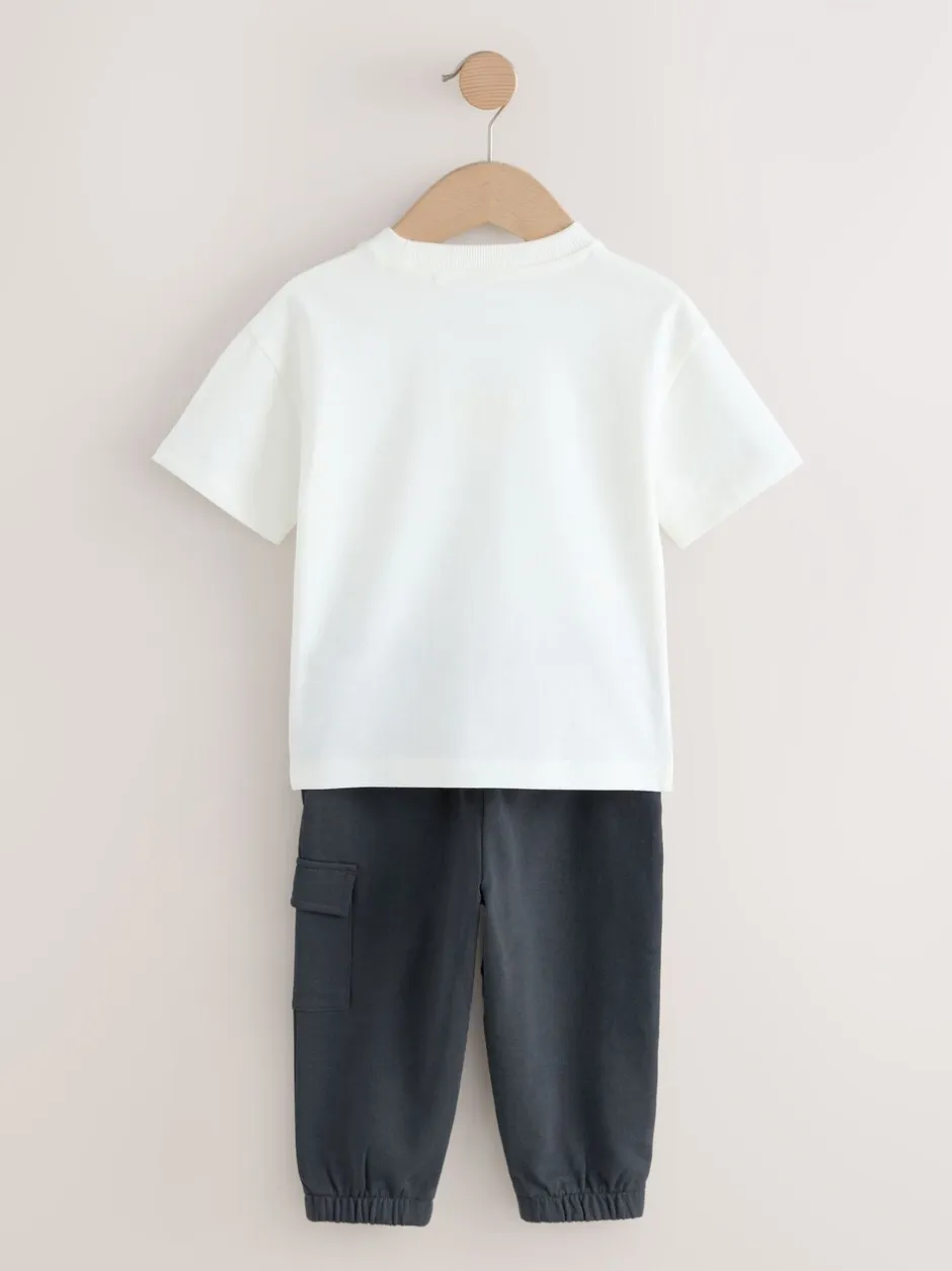 Next Blanc/Noir - Ensemble T-shirt et pantalon de sport Manches courtes (3mths-7yrs) Online