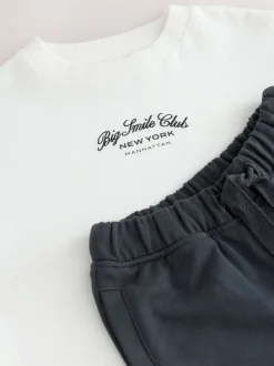 Next Blanc/Noir - Ensemble T-shirt et pantalon de sport Manches courtes (3mths-7yrs) Online