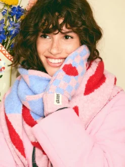 Eleanor Bowmer Blanc/Noir - Mitaines à damiers Discount