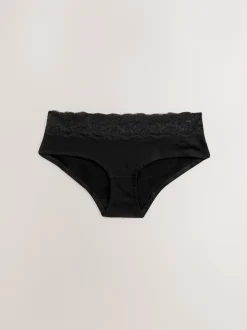 Next - Lot de 4 culottes en coton et dentelle Blanc/Noir/Gris Discount