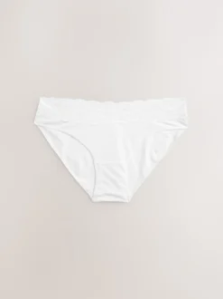 Next - Lot de 4 culottes en coton et dentelle Blanc/Noir/Gris Discount