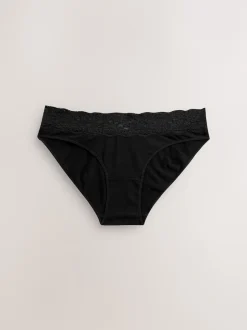 Next - Lot de 4 culottes en coton et dentelle Blanc/Noir/Gris Discount