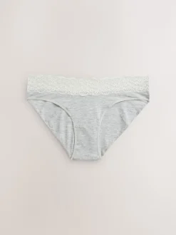 Next - Lot de 4 culottes en coton et dentelle Blanc/Noir/Gris Discount