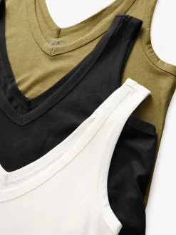 Next Blanc/Noir/Gris chiné - Lot de 3 gilets souples en modal