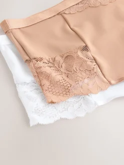 Next Blanc/Praline Nude - Tongs taille haute légers et modelants pour le contrôle de l'abdomen 2 Pack Best