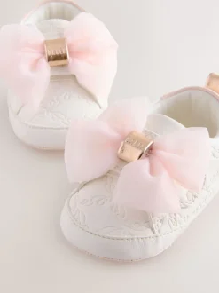 Baker by Ted Baker Blanc/Rose - Baskets Bébé Filles en organza à nœud Discount