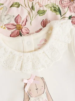 Next Blanc/Rose/Lapin/Floral - Ensemble haut à manches longues et legging bébé (0mois-2ans) Best