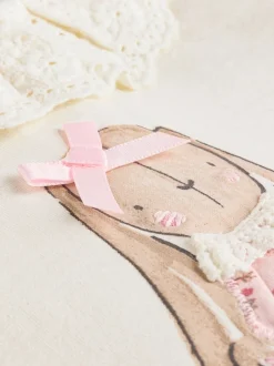 Next Blanc/Rose/Lapin/Floral - Ensemble haut à manches longues et legging bébé (0mois-2ans) Best