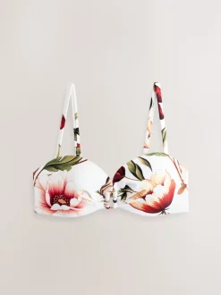Next Blanc/Rouge Fleuri - Haut de bikini bandeau filaire Best