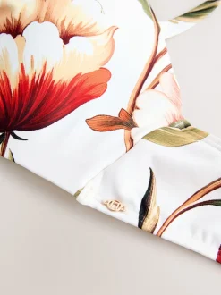 Next Blanc/Rouge Fleuri - Haut de bikini bandeau filaire Best