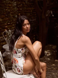 Next Blanc/Rouge Fleuri - Maillot de bain Wrap Tummy Control Sale