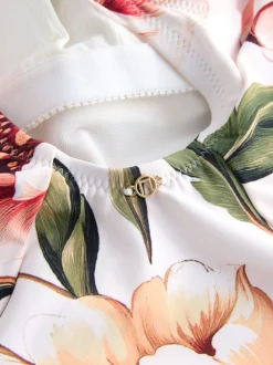 Next Blanc/Rouge Fleuri - Maillot de bain Wrap Tummy Control Sale