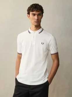 Fred Perry - Polo à liserés blanc/rouge/bleu marine Online