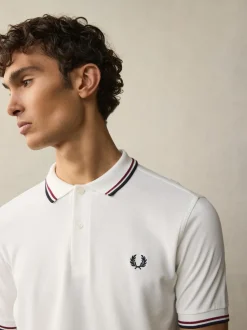 Fred Perry - Polo à liserés blanc/rouge/bleu marine Online